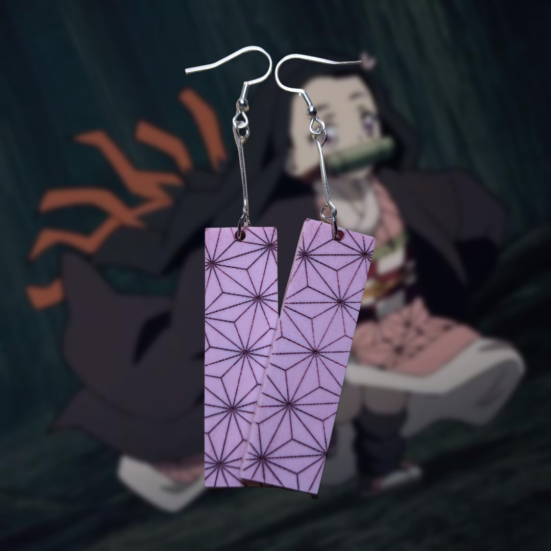 Positivelygeek_'s tweet photo. Who is your favorite character from Demon Slayer and why is it Nezuko? 🌸💗 #glowforge #handmade #acrylicearrings #acrylicjewelry #glowforgemade #demonslayer #anime #kimetsunoyaiba #manga #otaku  #nezuko  #tanjiro #tanjiroukamado #zenitsu  #nezukokamado #zenitsuagatsuma #inosuke https://t.co/y6Tho3LSus