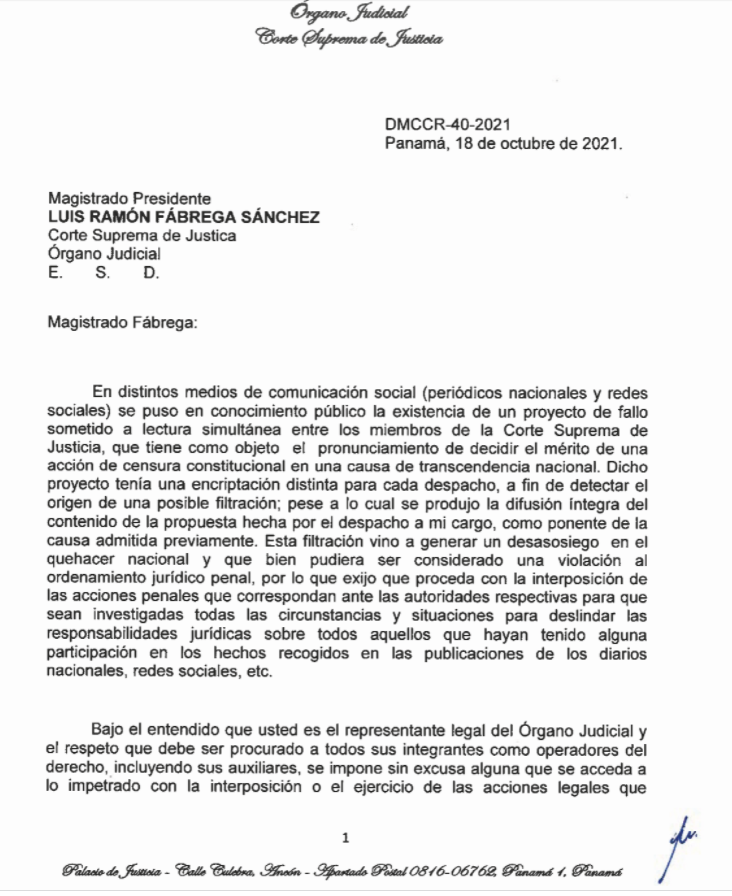 _Bochinchon's tweet photo. #SeFormo Carta del magistrado Cecilio Cedalise, al magistrado presidente de la CSJ, Luis Fábrega, sobre proyecto de fallo. Exijo que proceda con la interposición de las acciones penales que correspondan ante autoridades para deslindar las responsabilidades jurídicas #Politikeando https://t.co/9pBITS8nQV