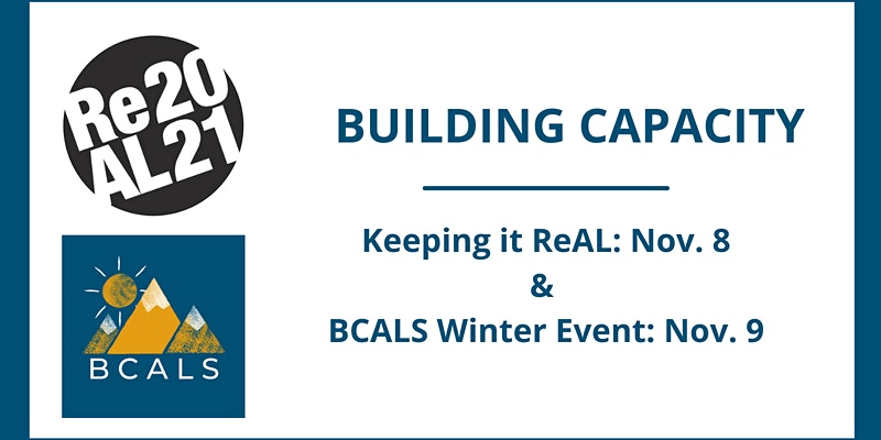 Registration is open for Building Capacity!🎉  Both events are free, virtual &amp; open to everyone. Join us for one day or for both days! 

📌 Monday Nov 8: Keeping it ReAL
📌 Tuesday Nov 9: <a href="/bc_als/">BC Academic Libraries Section</a> Winter Event

Register: ocs.sfu.ca/real/index.php…