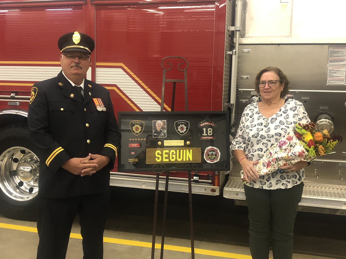 RussellFireDept's tweet image. Capt Mike Seguin’s retirement evening at the Russell FD. Capt Seguin was with the department for 33 years, thanks for the dedication Mike.