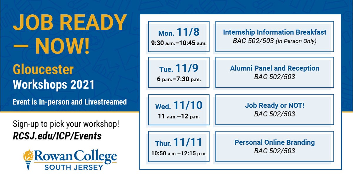 GET READY! This will be huge!
#RCSJ #RowanCollege #businessandcorporation #coop #internship
#JobReadyNow