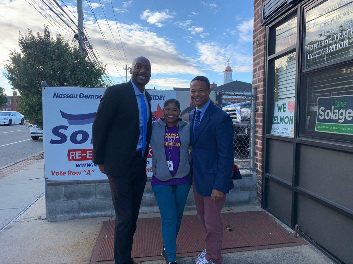 justin4nassau's tweet photo. Big thanks to Legislator @CarrieSolages and the people from @1199SEIU for walking with me today in Elmont. #elmont #bluenassau #voterowaalltheway https://t.co/OwFPUzXH93