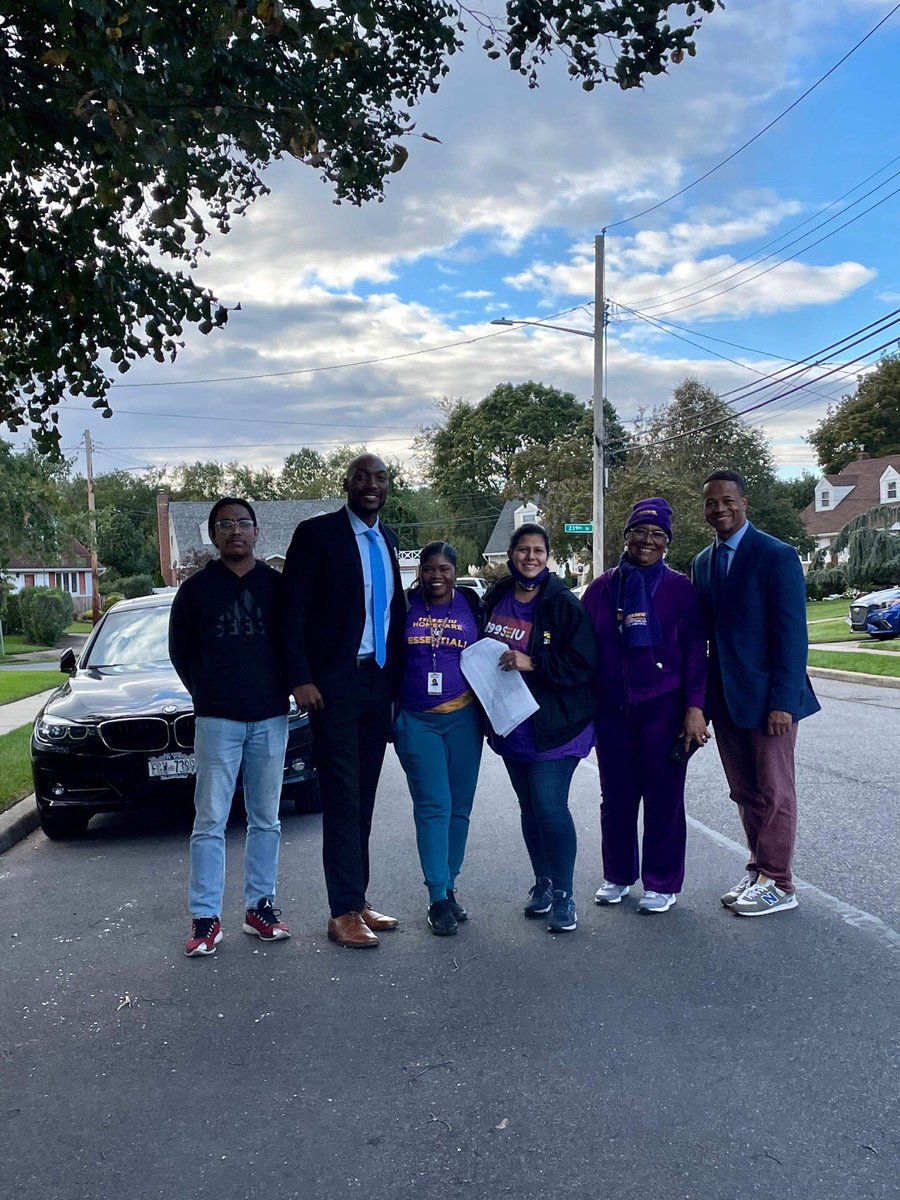 justin4nassau's tweet photo. Big thanks to Legislator @CarrieSolages and the people from @1199SEIU for walking with me today in Elmont. #elmont #bluenassau #voterowaalltheway https://t.co/OwFPUzXH93