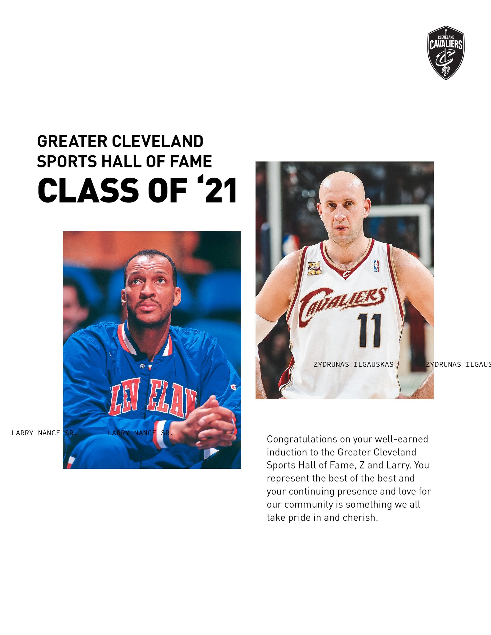 Cleveland Cavaliers on X: Tonight, it's finally official. Congratulations  to Larry Nance Sr. and Zydrunas Ilgauskas on their well-earned induction  into the @gclesportshof!  / X