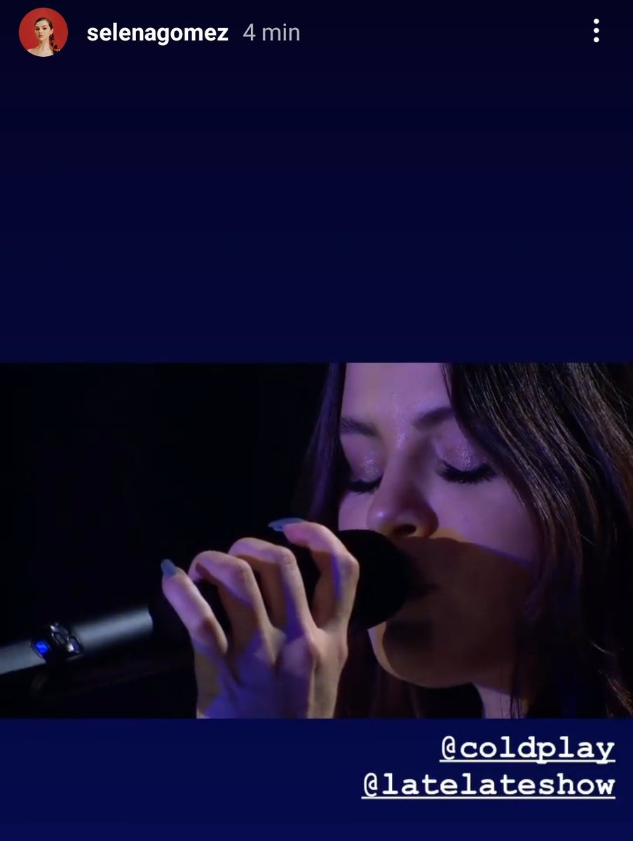 Ela acordou!

📷  Selena Gomez via Instagram Stories divulgando sua performance com Coldplay de 'Let Somebody Go' no 'The Late Late Show With James Corden'.