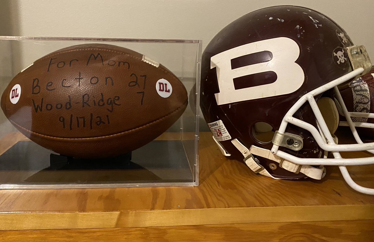 Finally had the game ball placed in a case. Thanks again to all involved in carrying out this amazing gesture, and for the constant support. You all know who you are. <a href="/BectonFootball/">Becton Football</a> <a href="/BectonHS/">Becton Regional High School</a> 🅱️🏈 #ForMom