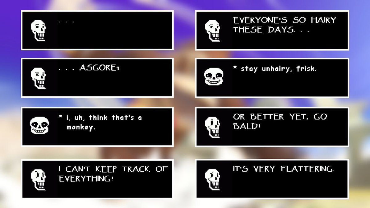ProtendoYT's tweet image. If you’re wondering what kind of progress I’ve made on the Frisk for Smash video, I’ve started writing dialogue for EVERY character as a part of a Palutena's Guidance-ish CALL feature.
Needless to say, this has ended up being much more complex than I initially anticipated