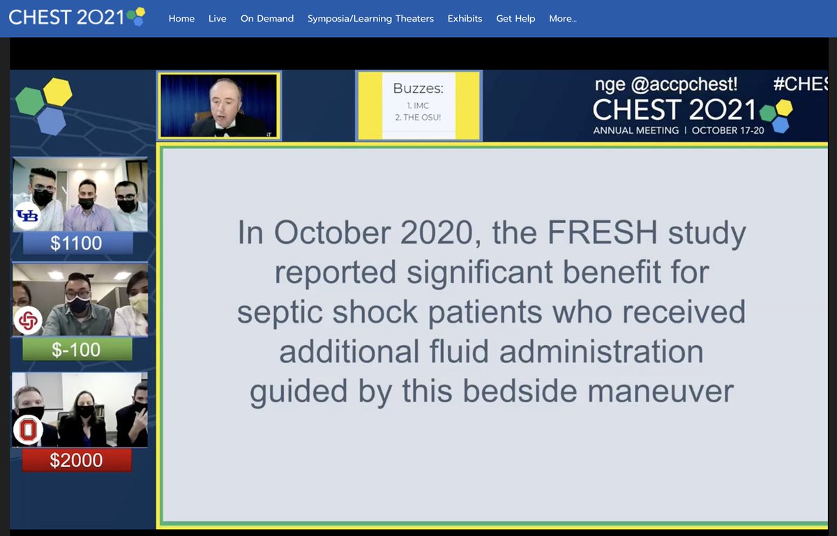 ChrisCarrollMD's tweet photo. @com543's #FRESHStudy, featured in tonight's @journal_CHEST #journalCHESTchat, made an appearance as a $1000 question in tonight's #CHEST2021 #CHESTchallenge2021! https://t.co/6zVZ2Lxbzc