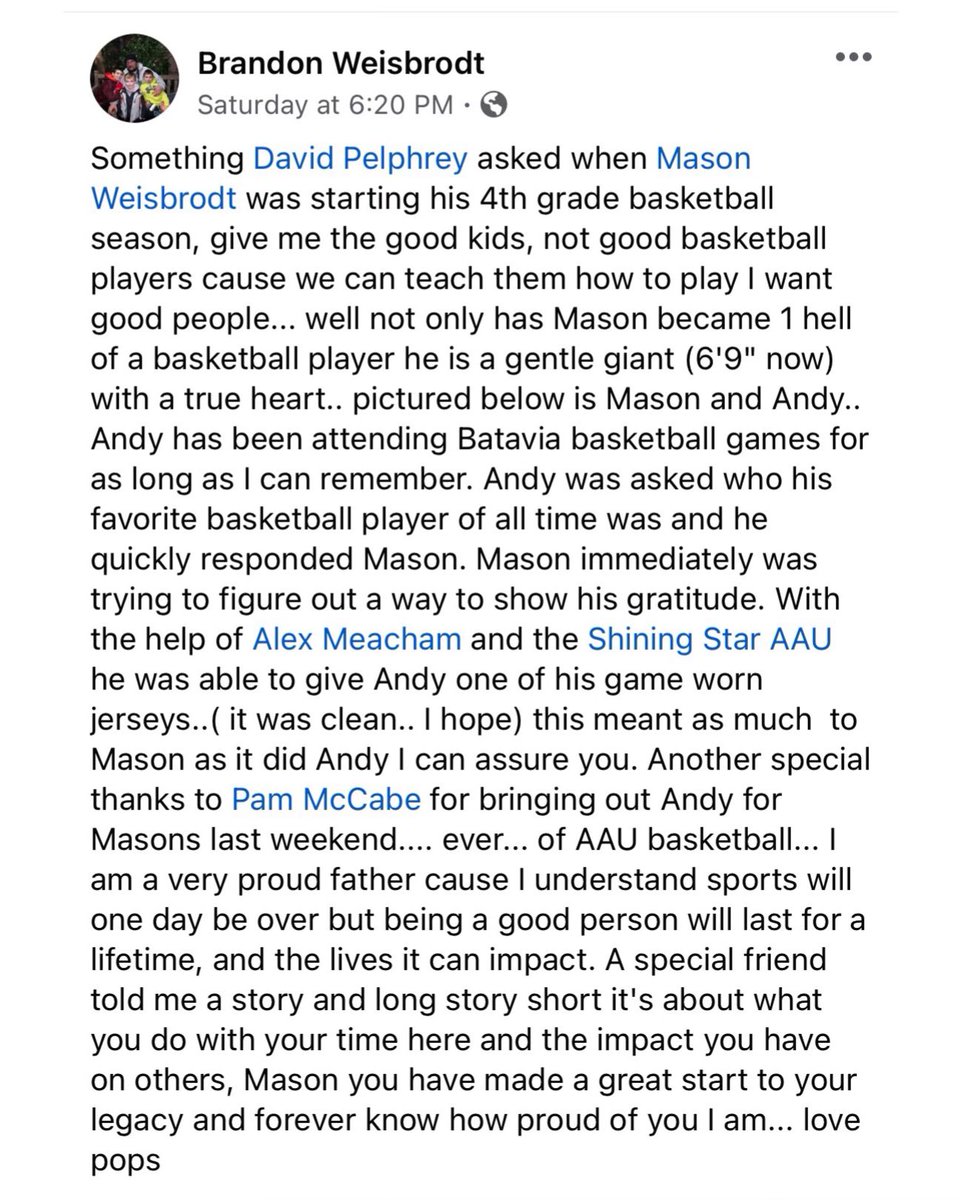 ShiningStarAAU's tweet photo. HEARTFELT MOMENT! Mason Weisbrodt (Shining Star AAU player) gave one his game worn jerseys to Andy (a HUGE fan and friend of Mason’s)! Swipe to read the full story! #SHINE https://t.co/nTwvzLqS9k