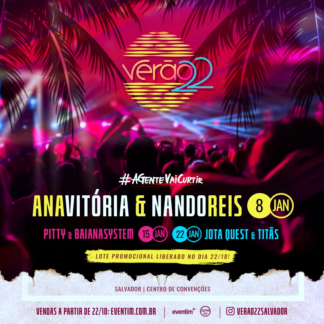 verao22salvador's tweet photo. #AGenteSonhou demais ❤
Foi pra vocês que guardei o amor de AnaVitória e Nando Reis!

❣ Vamos celebrar a vida no dia 08 de Janeiro no Centro de Convenções de Salvador.

Abertura Oficial • 1º Lote Promocional • 22/10

#AGenteSonhou #AGenteMerece https://t.co/0DG61ElwXB