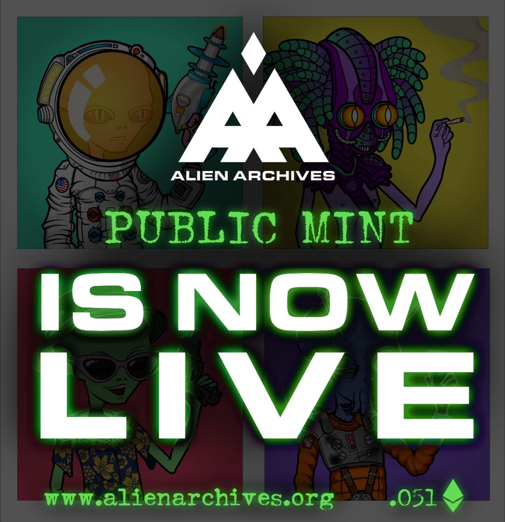 alien_archives's tweet photo. Open for business! Come join the alien fam. 👽👍🏼🤘🏼🥰

#nft #NFTs #NFTGiveaway #NFTCommunity #NFTcollectibles #NFTdrop #NFTGiveaways #NFTartist #NFTcollection #openseanft #nftart #alien https://t.co/1pi1f8shRg