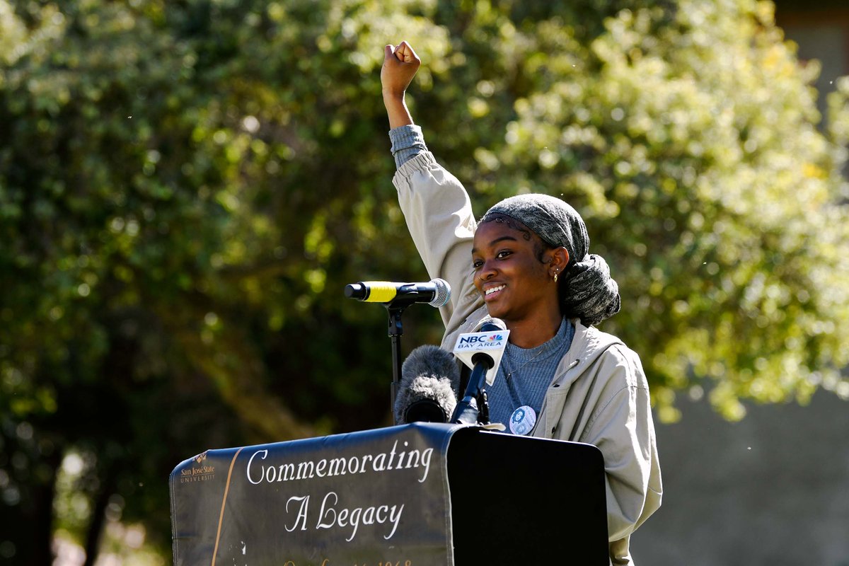 "Actions speak louder than words. This was an act of athlete activism." — @masa_gud, '22 Public Health

Today, <a href="/sjsu_issssc/">SJSU Words To Action</a> and <a href="/SJSUHumanRights/">SJSU Human Rights Institute</a> honored the legacy of two Spartan alumni whose actions are  relevant to today's struggle for racial and social justice. ✊🏼 ✊🏽 ✊🏾 ✊🏿