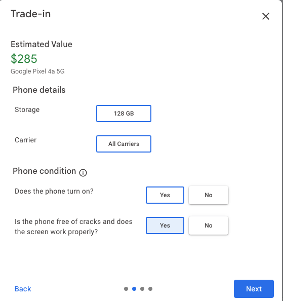 MsStuMarkin's tweet photo. @googlefi why am I getting quoted $145 for my Pixel 4a 5G trade-in when LITERALLY 8 hours ago I was getting quoted $285 for the same phone in the same condition? Guilty of interruption from having a job while purchasing your new phone I guess https://t.co/zZ1IQjDLsD
