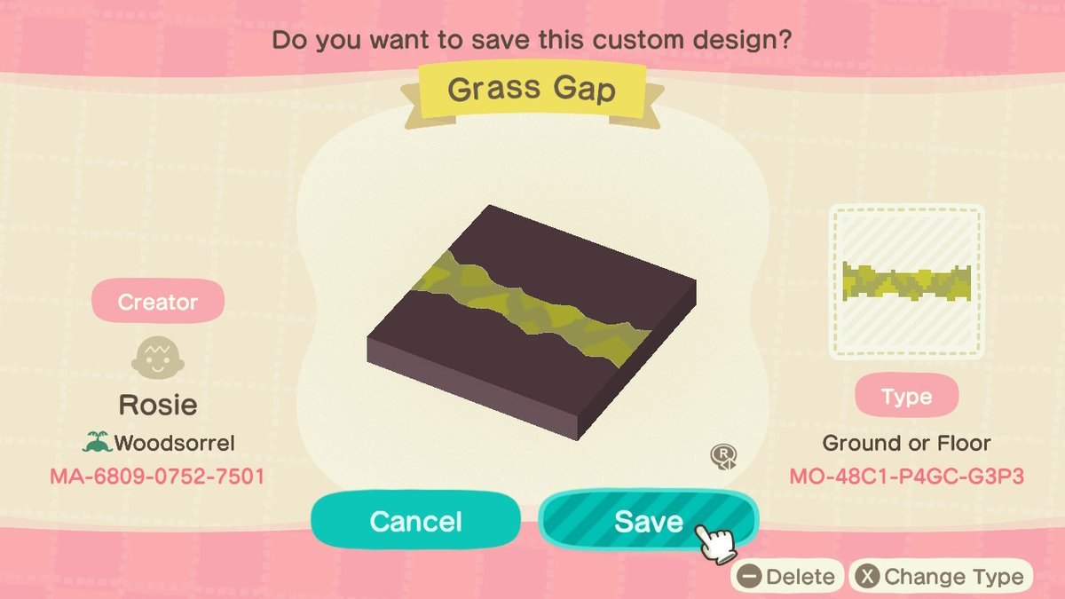 AlienKnife's tweet photo. A design that makes it look like there's a thin gap in the other ground texture.  #AnimalCrossing #ACNH #NintendoSwitch https://t.co/Xi1ksaLVxF
