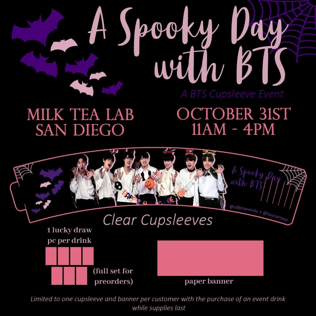 Cupsleeve preorders opening for event pickup and shipping tomorrow, Wednesday at 5PM PST
#TheGreatestLoveJimin 💓 #ASpookyDayWithBTS 🦇