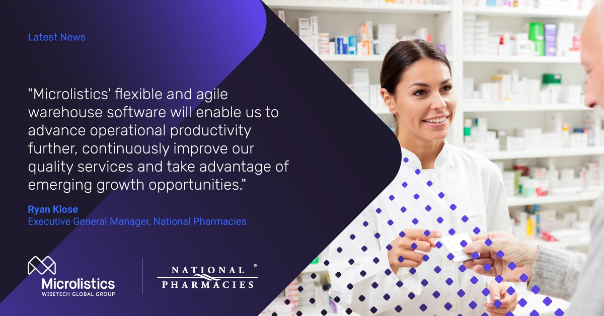 We're pleased to announce National Pharmacies has selected Microlistics WMS to drive its principal distribution centre operations. bit.ly/3AY0cFF

#innovation #logistics #wisetechglobal #microlistics #wms #partners #omnichannel #pharmaceutical #warehouse #ecommerce