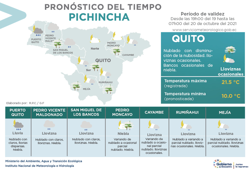 inamhi_ec's tweet photo. INAMHI / Pronóstico del tiempo en Pichincha y Quito para las siguientes horas de la noche y madrugada.
@ECU911Quito 
@radio_pichincha 
@MunicipioQuito https://t.co/b1FmOBPfPL