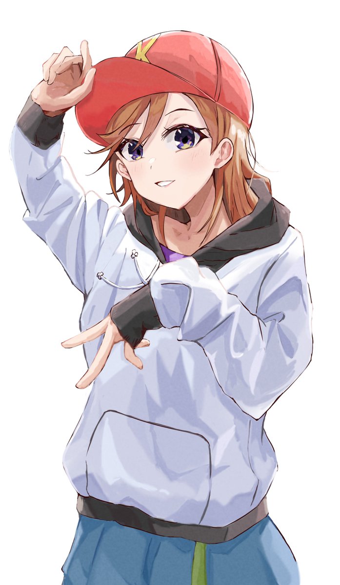 shibuya kanon 1girl solo hat hood white background baseball cap hoodie  illustration images