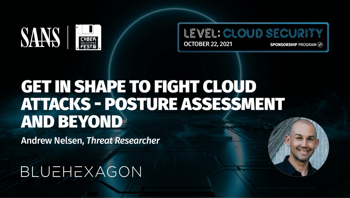 Blue Hexagon (@bluehexagonai) on Twitter photo 2021-10-20 00:30:28 Are you in fighting-fit shape for #cloudattacks? Attend this online session by @NelsonSecurity at the SANS Institute Cloud Fest on Oct 22nd at 11:20 am eastern to learn how to get in shape sansurl.com/cyber-fest-blu… #CSPM #runtimedefense #IaaS #serverless #aws #gcp #Azure Are you in fighting-fit shape for #cloudattacks? Attend this online session by @NelsonSecurity at the SANS Institute Cloud Fest on Oct 22nd at 11:20 am eastern to learn how to get in shape sansurl.com/cyber-fest-blu… #CSPM #runtimedefense #IaaS #serverless #aws #gcp #Azure