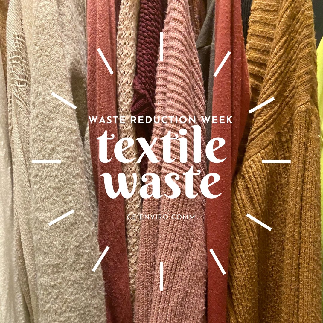 #WasteReductionWeek is happening! today’s focus was on #TextileWaste because we also have to consider our everyday items like clothing! 

How can we reduce our textile waste? Thrifting, donating, purchasing higher quality textiles and wearing our items more often!