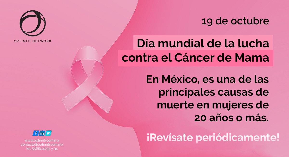 optimitinetwork's tweet photo. Día Mundial de la Lucha Contra el #CancerDeMama.
En #OptimitiNetwork nos unimos a esta lucha que día a día viven miles de mujeres en el mundo contra esta enfermedad. https://t.co/JCtTUCNpvr https://t.co/yYHuM3eVqV
