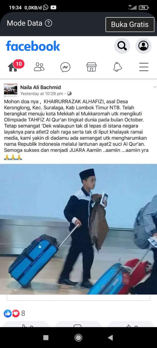 IpungLombok's tweet photo. Walaupun tak dilepas oleh Istana atau pejabat layaknya para atlet dan tak diliput media pun tak masalah. Tetap semangat, semoga menjadi juara mengharumkan negeri Lombok https://t.co/gDk62DGvjf