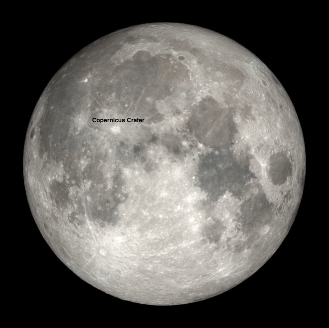 NASAMoon's tweet photo. Can you spot Copernicus crater on tonight's full moon? One of the near side's most prominent features, it's twice as deep and over three times as wide as the Grand Canyon. And you can see it without a telescope! 

Moon Map to #ObserveTheMoon: https://t.co/QaReRVOeDm https://t.co/W7FRVmb8Ou