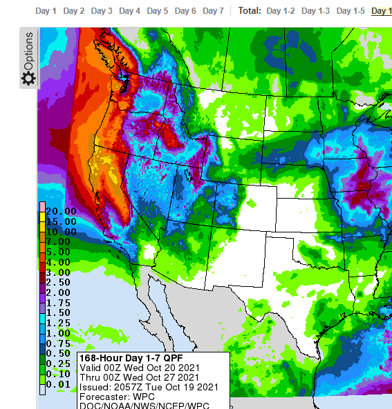 Camposcrusher's tweet photo. Much needed rain on the way for the West Coast. This is the forecast for the next 7days. Our chance in San Diego begins Sunday. #wpc #forecast #rain #next7days https://t.co/UivXr0x4J8