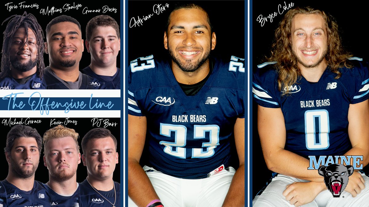 Take a l👀k at our three game MVPs from Saturday's 27-16 victory over William &amp; Mary!

🔹 The Offensive Line - OMVP
<a href="/mattdkz/">Matthias Staalsoe</a>
<a href="/GDocos/">Gunnar Docos</a>
<a href="/Michaelgerace62/">Michael Gerace</a>
@PJBarr1
<a href="/RiekMoney/">Riek ❗️</a>
<a href="/kjonesy7272/">Kevin Jones</a>

🔹 <a href="/oteroy48/">Adrian Otero</a> - DMVP

🔹 <a href="/bryce_Colee/">Bryce Colee</a> - STMVP

#BlackBearNation | #ChampionshipMentality | #CAAFB