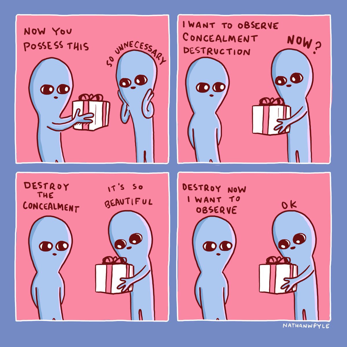 aprilwright's tweet photo. Also yes, I am wearing a #nathanpyle #StrangePlanet shirt, exclaiming:

“S O   U N N E C E S S A R Y”

Original Via https://t.co/8cVEskwTTC https://t.co/a8xAVj1o2R