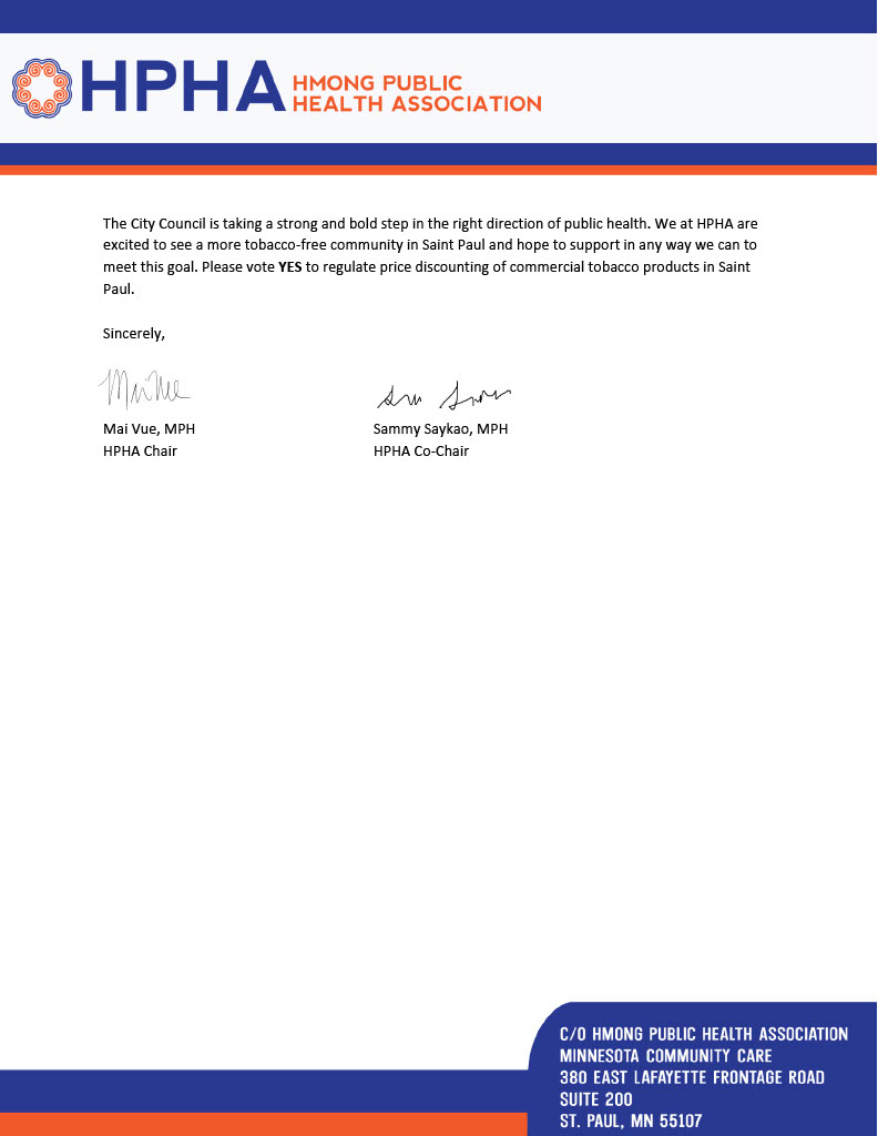 HmongPublicHlth's tweet photo. The Hmong Public Health Association strongly supports the Saint Paul City Council's proposed tobacco ordinance. If passed, this ordinance will protect the health and wellbeing of Saint Paul residents from the harms of commercial tobacco products. #dontdiscountmylife https://t.co/Yk0MV5PGH1