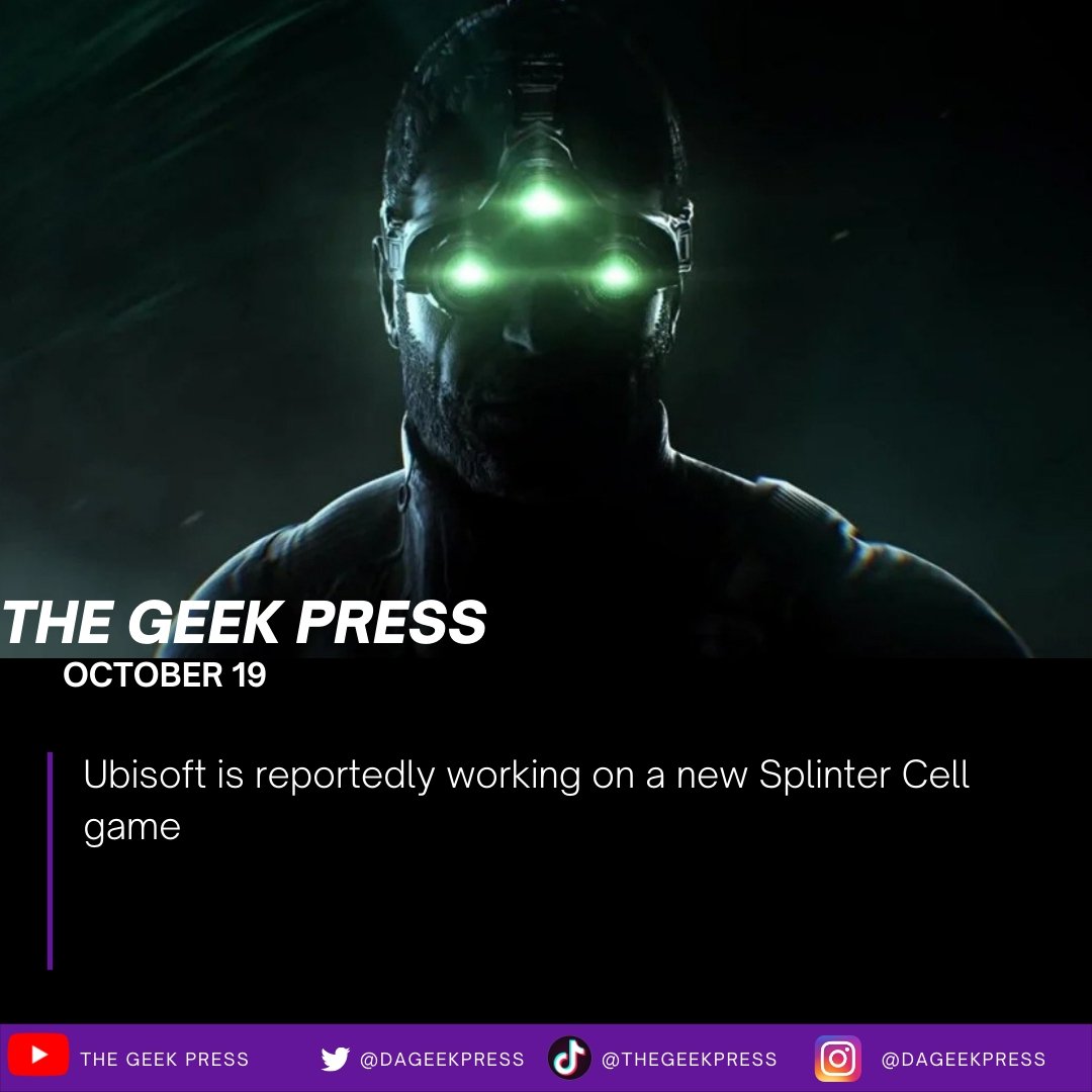 The game is reportedly in “early phase of production” and there's a small chance it'll be officially announced next year. Let us know what you think!

#ubisoft #samfisher #splintercell  #videogamenews #videogame #ghostrecon #RainbowSixSiege