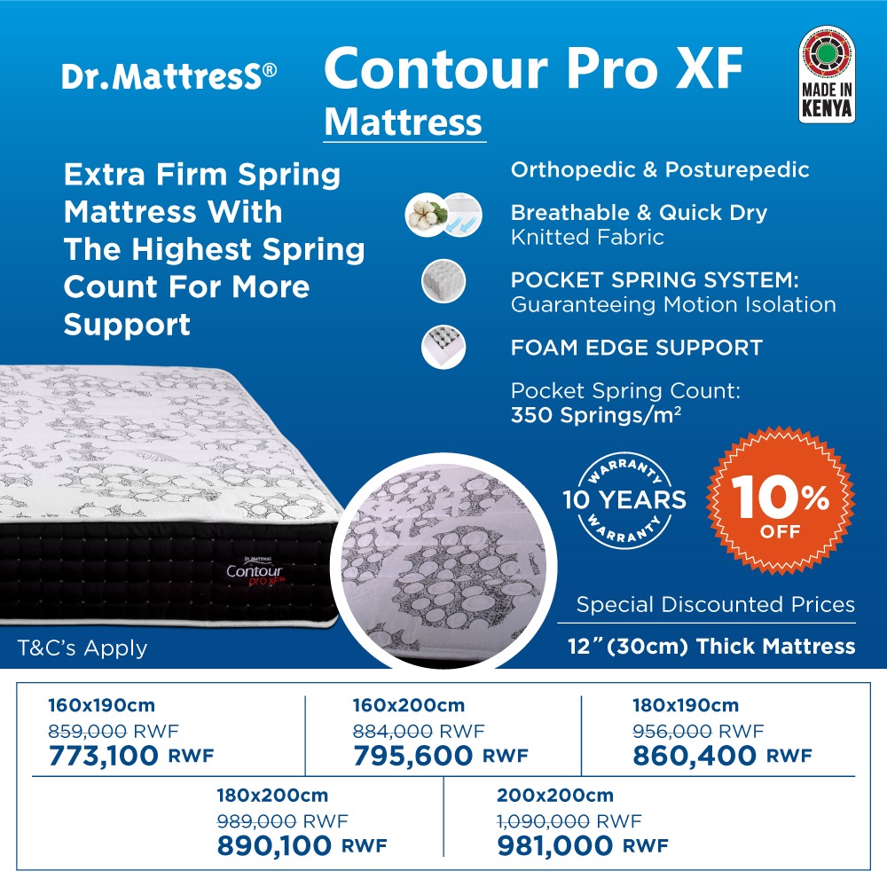 dr_mattressrw's tweet photo. Extra firm orthopedic and Posturepedic pocket spring count.
Key features include.
Nested pocket spring system
Breathable knitted fabric (promotes a comfortable sleeping temperature)
Max flexibility (contours to body shape)
#BetterSleepHealth #DrMattress #Kigali. https://t.co/za5dZCmTyE