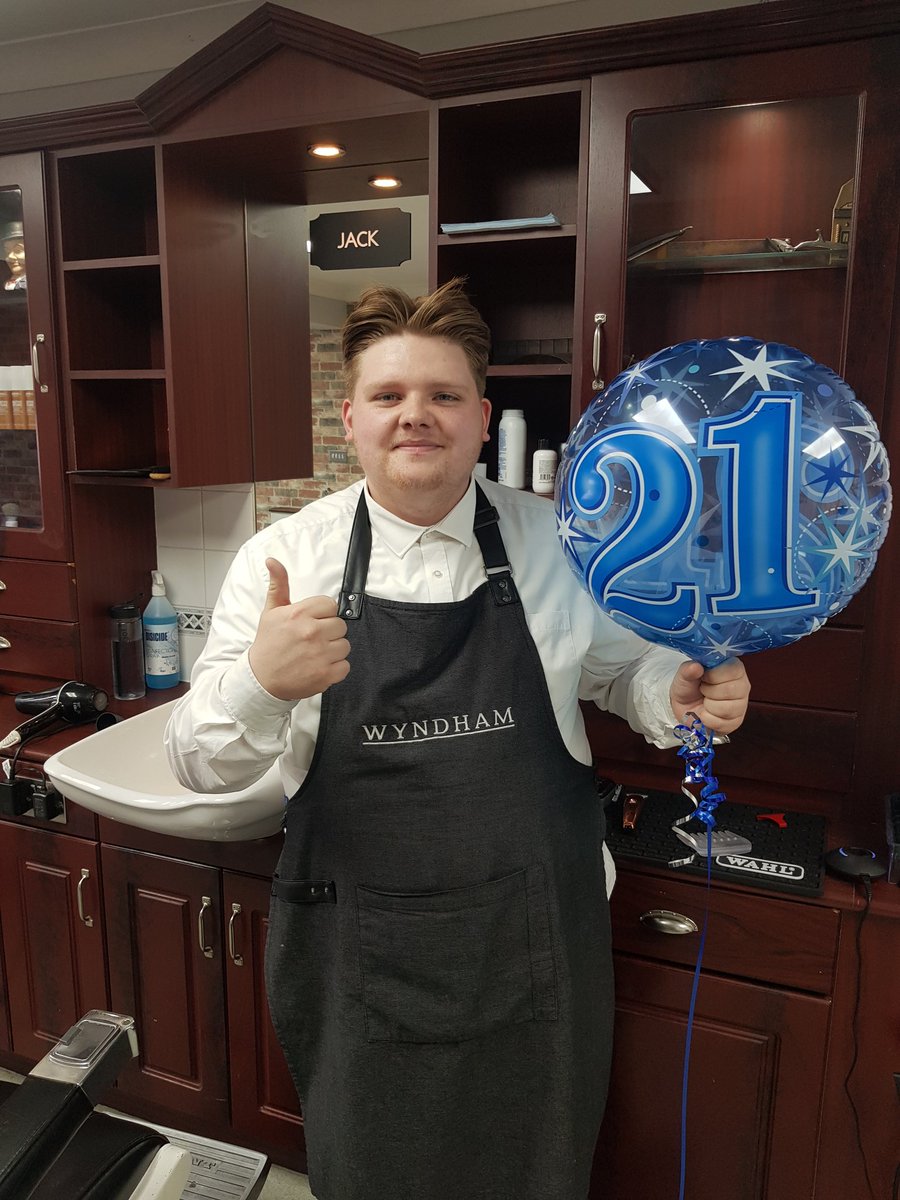 Our Barber Jack turns 21yrs today! Throughly great fun to have around and apparently quite a force in online football management. 

Jack we hope U R having a super holiday &amp; that the caravan is rocking. Windy day &amp; all that 😜

(Photo taken pre-holiday).

#barbers #hornchurch