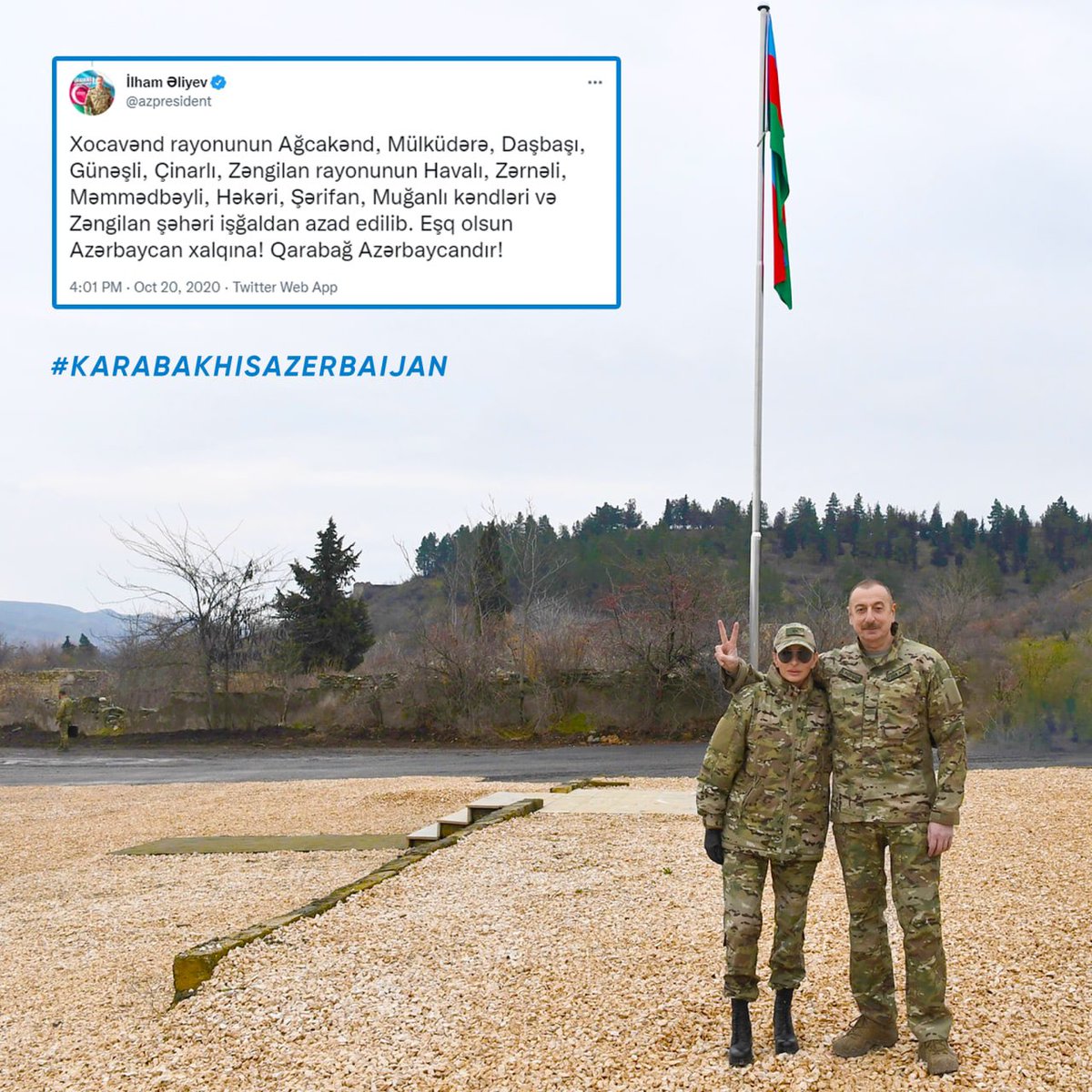 ayan_cafar's tweet photo. Bu gün 20 oktyabr *Zəngilanın* 44 günlük Vətən müharibədə erməni işğalından azad olunmasından 1 il ötür.
#Zəngilan
#Zangilan
#KarabakhisAzerbaijan
#QarabağAzərbaycandır
#MüzəffərAliBaşKomandan
#RəşadətliAzərbaycanOrdusu
#DəmirYumruq
#VətənMüharibəsi https://t.co/DJJqm4pCRo