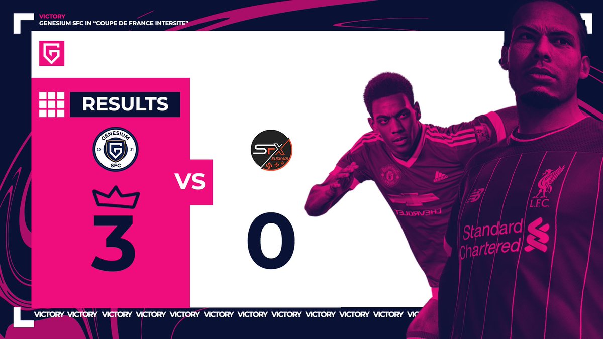 Résultat de la rencontre de la Coupe de France organisée par @VPNPS4Officiel / <a href="/LigueAcf/">ACF France 🇫🇷</a> / <a href="/FVPAeSport/">FVPA Esport</a> / @EfaOffficiel

Lors de la rencontre d'hier à 22H20 face à @EuskadiSfx, nous avons été victorieux sur le score de 3 - 0.  

Bien joué à eux !🤝

<a href="/TeamGenesium/">Genesium 🌴</a> #WhereItBegins 👾