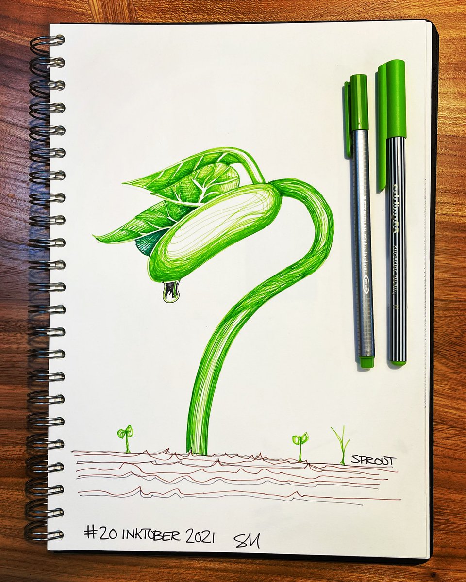 A wee sprout for day 20 of #inktober2021