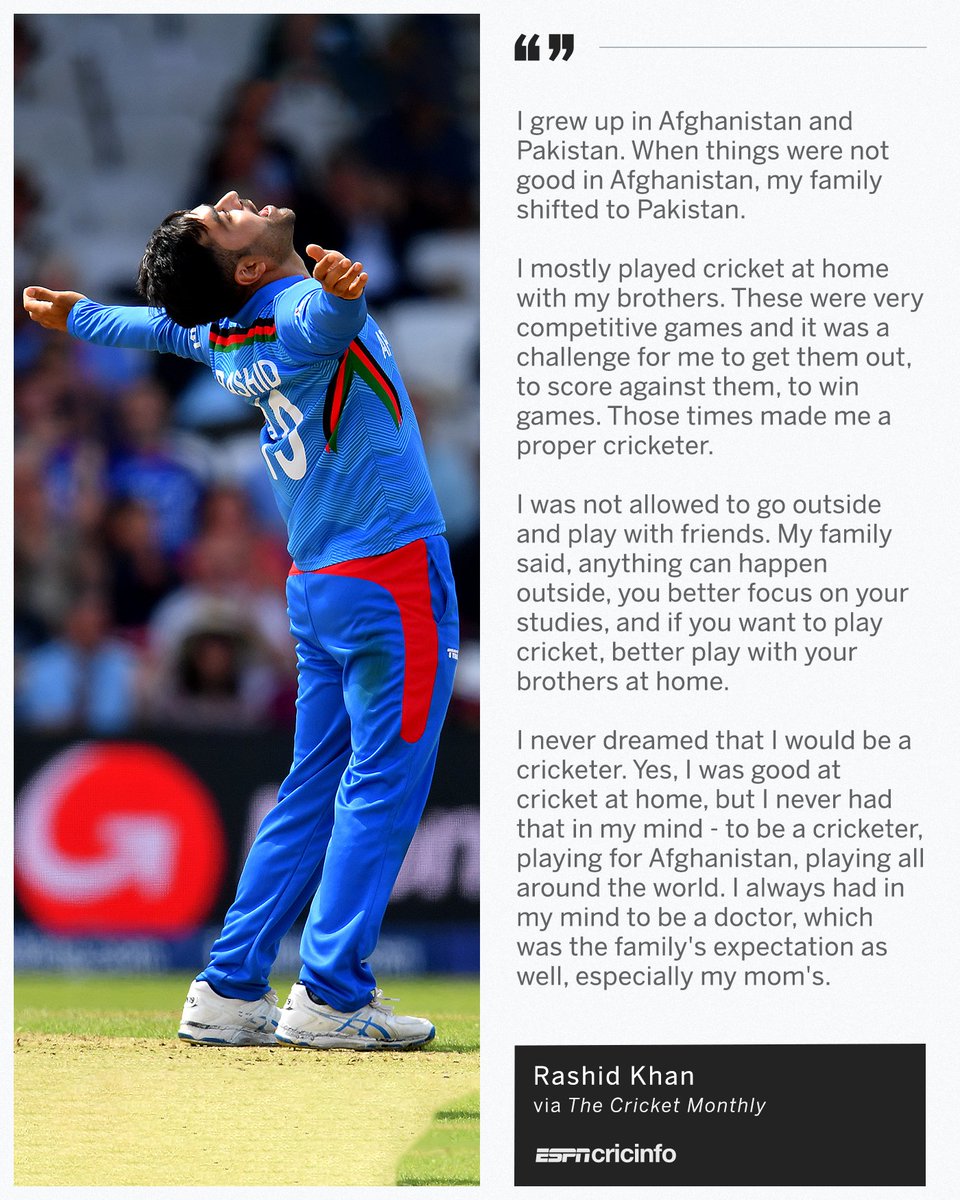 .<a href="/rashidkhan_19/">Rashid Khan</a> 🗣️ "I always had in my mind to be a doctor, which was the family's expectation as well, especially my mom's"

The Rashid Khan interview: es.pn/3aRwVl5
