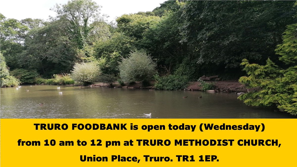 Do you have enough money to buy food?
No.  You don't have to go hungry.   We can help.
Today (Wednesday) we're at TRURO METHODIST CHURCH from 10 am to 12 pm.
For help or more information call 07721 711669 today between 9 am &amp; 1 pm or email trurofoodbank@gmail.com
#helpisavailable