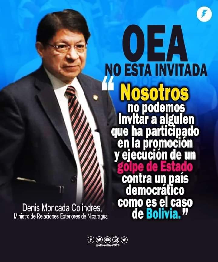 NICARARAGUA NO PERMITIRA OBSERVADORES DE LA OEA PORQUE RECONOCIERON A GUAIDO DE VENEZUELA Y JEANINE AÑEZ DE BOLIVIA COMO PRESIDENTES INTERINOS.