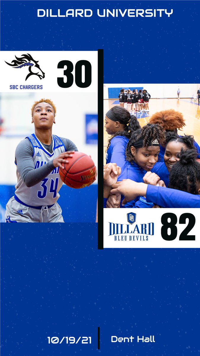 GeauxDU's tweet photo. The Dillard Women's Basketball team beats Southeastern Baptist College with an incredible score of 82-30 at Dent Hall in their evening game! #geauxbleu #myDU https://t.co/TZspeodvAN