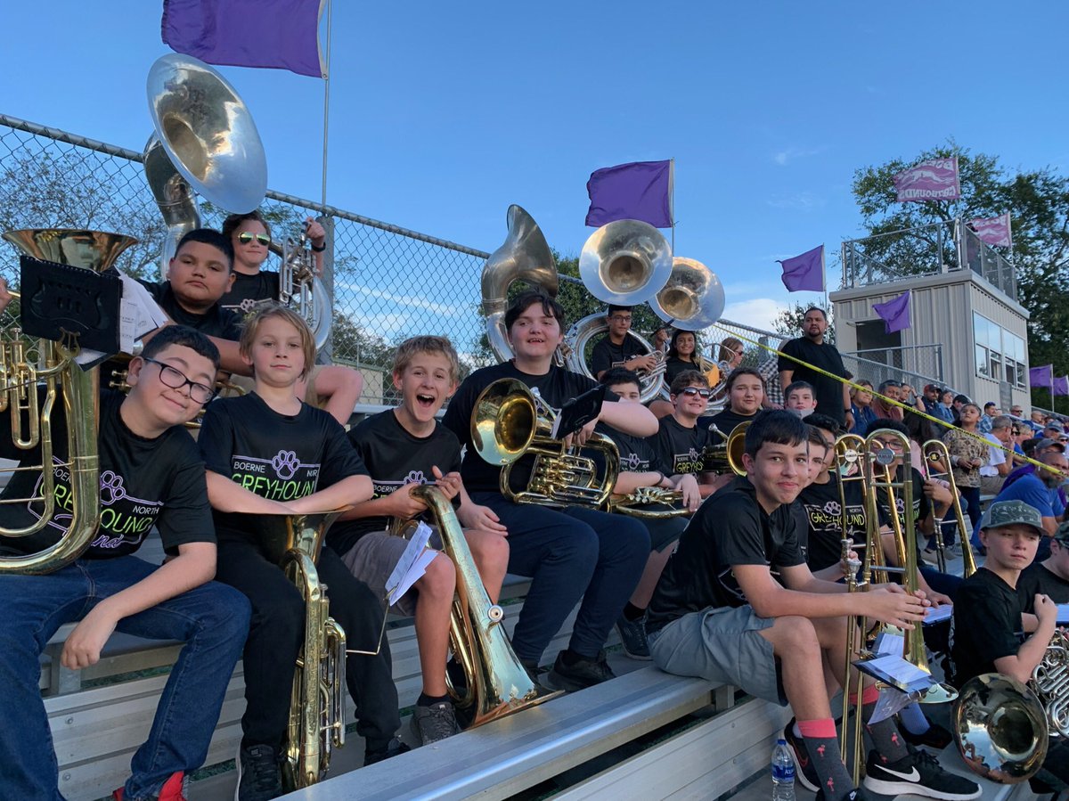 BMSNBand's tweet photo. BMSN Band having fun supporting our 7th grade football teams as they win their games tonight!! https://t.co/yHqdSBL2IR