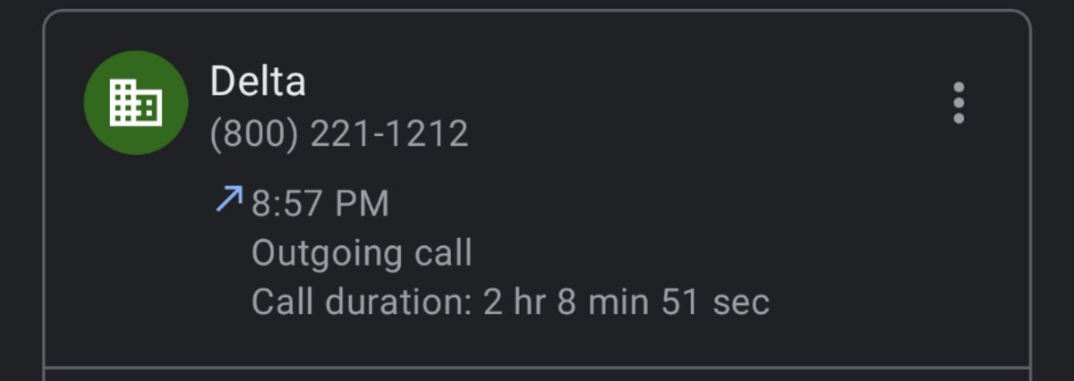 ringodance's tweet photo. @Delta Someone finally picked up, but over 2 hours on hold is ridiculous. https://t.co/b58GiDUGHr