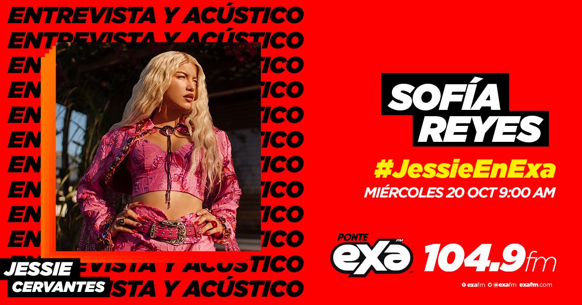 jessiecervantes's tweet photo. ¡Hoy tenemos una entrevista especial con @sofiareyes en @ExaFM! 🎶
Sintonízanos por el 104.9 fm.
#JessieEnExa 

👉 https://t.co/pYQ1sTuEC3 https://t.co/69xi0hJ2Ug