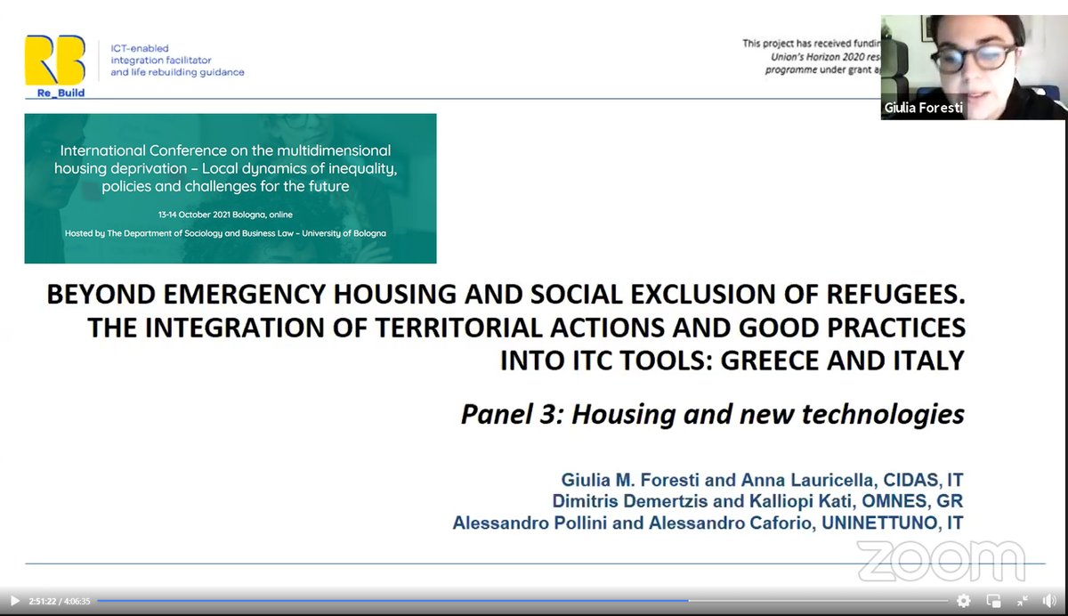 REBUILD presentation in International Conference for Multidimensional housing deprivation, 13-14 October 2021 rebuildeurope.eu/en/notizia.asp… 
#rebuildresults #inclusion #integration