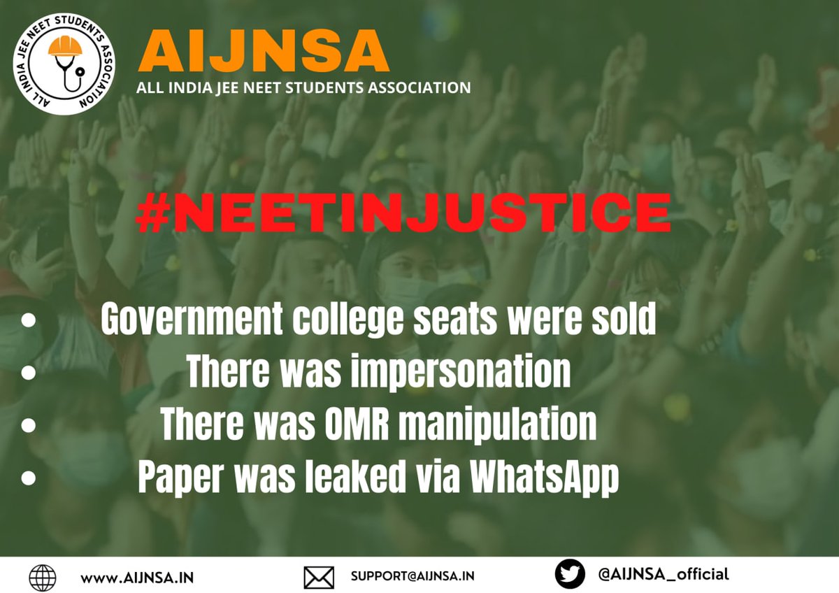 vishwanathafmc's tweet photo. What matters most is not who is sitting in the Supreme Court, but ‘who is sitting in — and who is marching outside the Supreme Court, pushing for change.”
#NEETINJUSTICE  @ndtv @ravishndtv  @NidhiTanejaa @IndiaAheadNews https://t.co/qpinVsXWh1