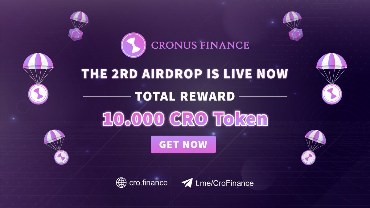 CroFinanceteams's tweet photo. COUNT DOWN TO AIRDROP END
1 WEEK LEFT!

⏱ Cronus Finance Airdrop will last to October 27, 2021

🎁 Don't miss our SPECIAL REWARD for 500 LUCKIEST users

🍀 Join now: https://t.co/Kc9shOkuY5
#CroFinance #BSC https://t.co/6eRtkUcQ50