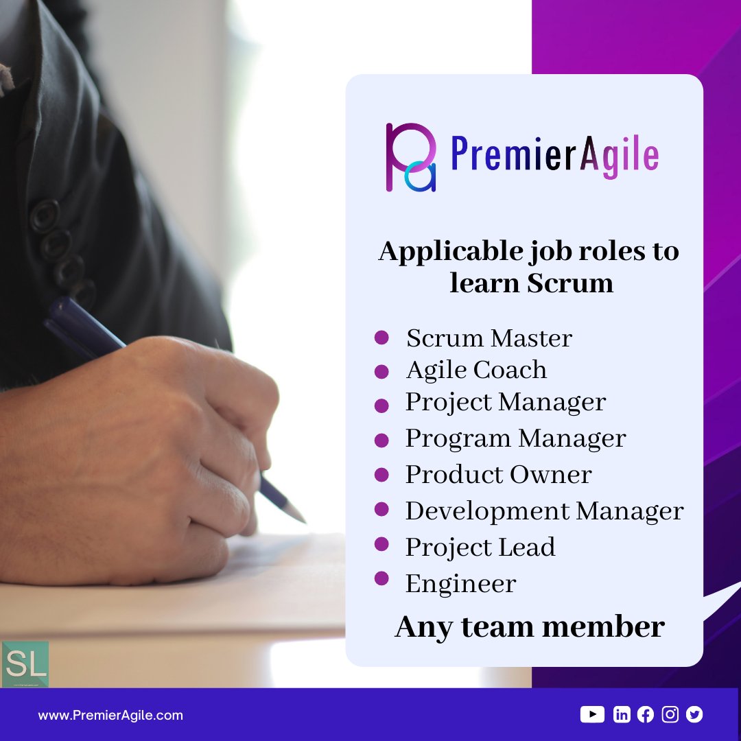 PremierAgile's tweet photo. Applicable job roles to learn scrum.
@sureshkonduru77
.
.
.
#scrumteam #scrummasters #scrumcoach #scrumconsulting #CSPO #CSM #scrumagilemindset #scrumagilecertification #scrumagileprogram #scrumagile #agile #scrum https://t.co/6ksuYeG0BW