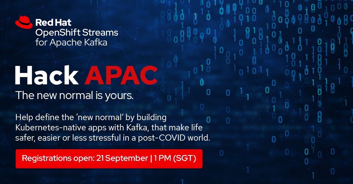 RedHatAPAC's tweet photo. Build apps. Win prizes. Hack APAC.

Enter the Red Hat APAC Hackathon by building (or updating) a functioning open source project that shows the benefits of the Kafka framework running on OpenShift application platform. Register now: https://t.co/45c0K6xg49 #HackThatHat #Hackathon https://t.co/hh8JxZamof