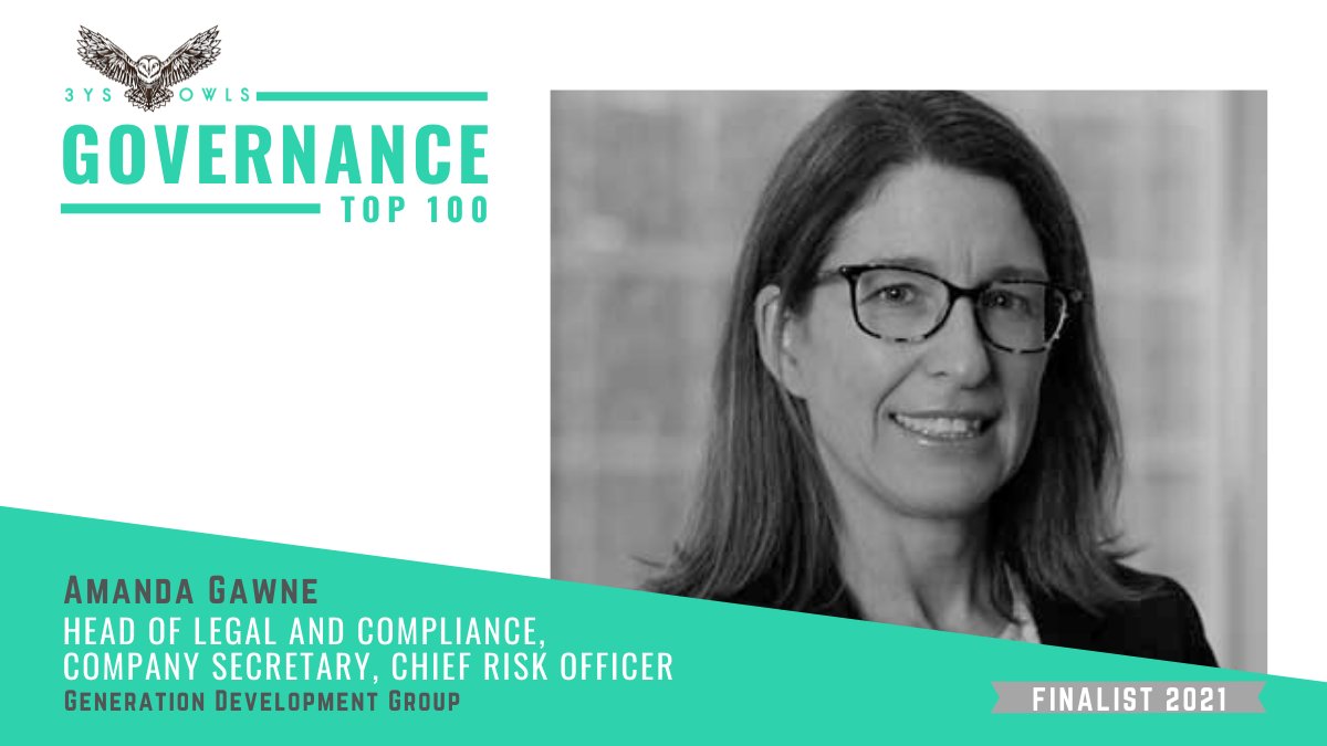 GovTop100's tweet photo. Meet 2021 #GovernanceTop100 Finalist Amanda Gawne from Generation Life #GenLife. Proudly brought to you by @3ysowls partnering with @Computershare @marshglobal @MCRlaw and @NasdaqCorpGov. Winner announced at webinar 29 Oct 21 register here: https://t.co/67ThoFxuMR #3ysowls https://t.co/7VHtGVeZCA
